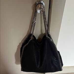 Stella McCartney Black Shoulder Bag with Silver Chain